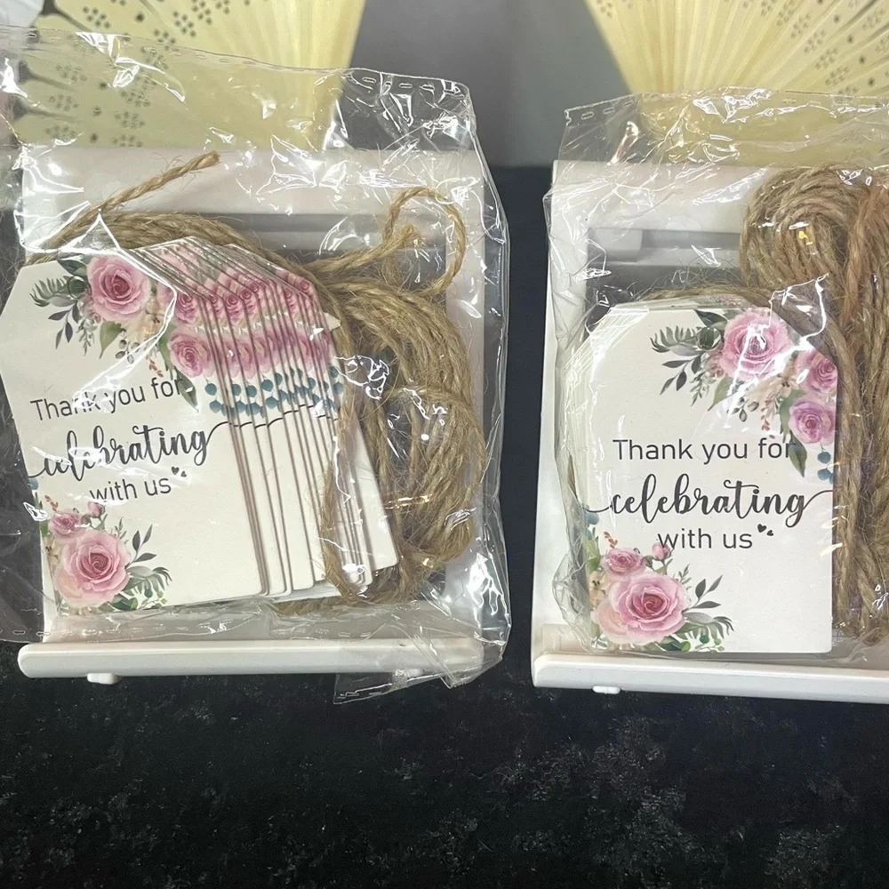 Wedding Pkg Bride Groom Figurine Thank You Fans Gift Tags Confetti Bride Banner